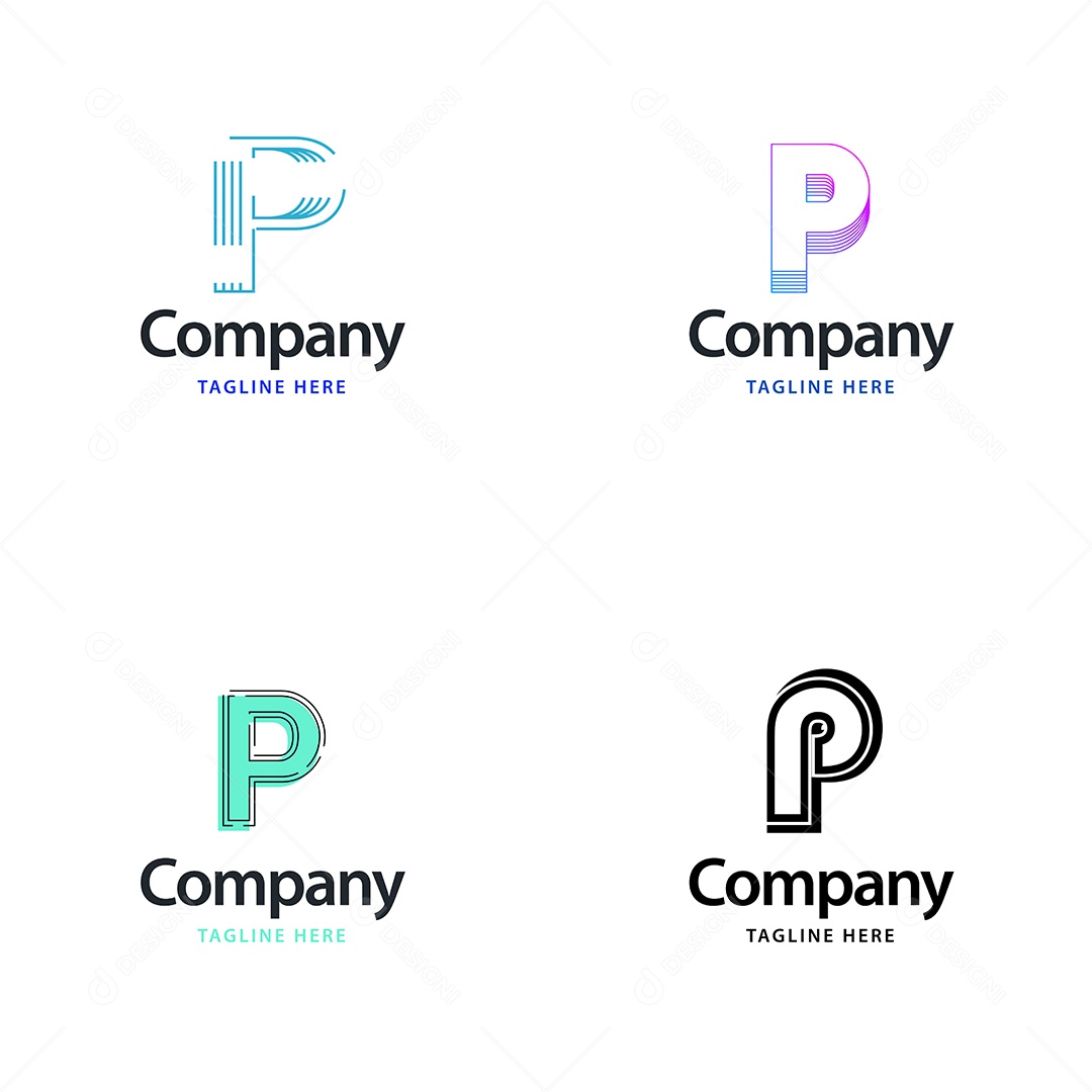 Pacote de Logotipo Letra P Ilustração Vetor EPS