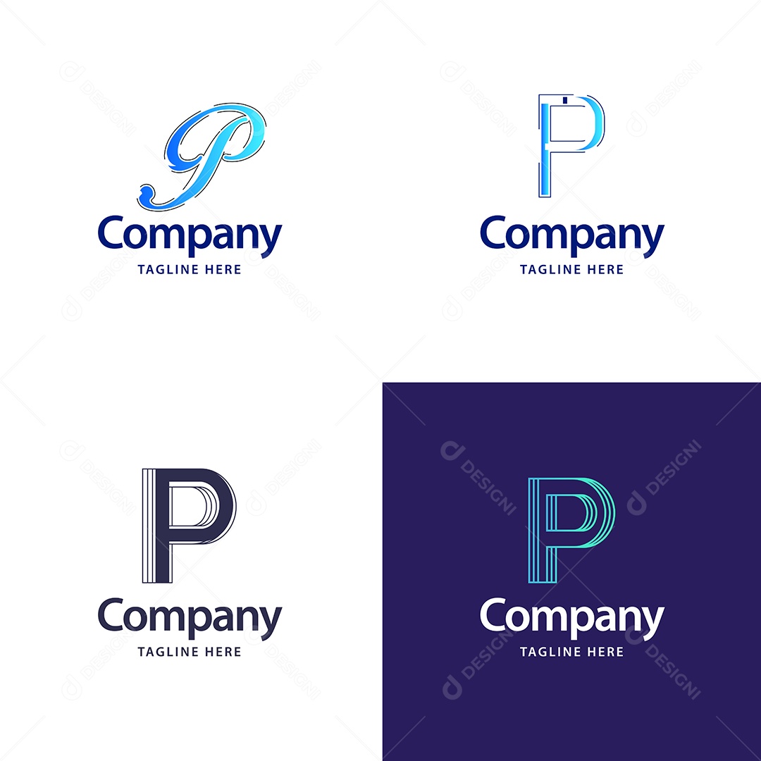 Pacote de Logotipo Letra P Ilustração Vetor EPS