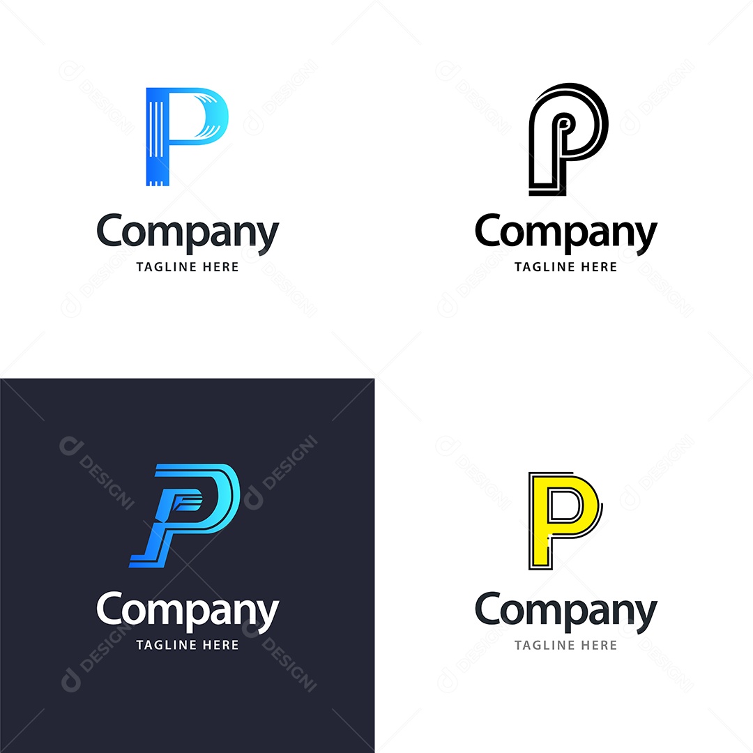 Pacote de Logotipo Letra P Ilustração Vetor EPS