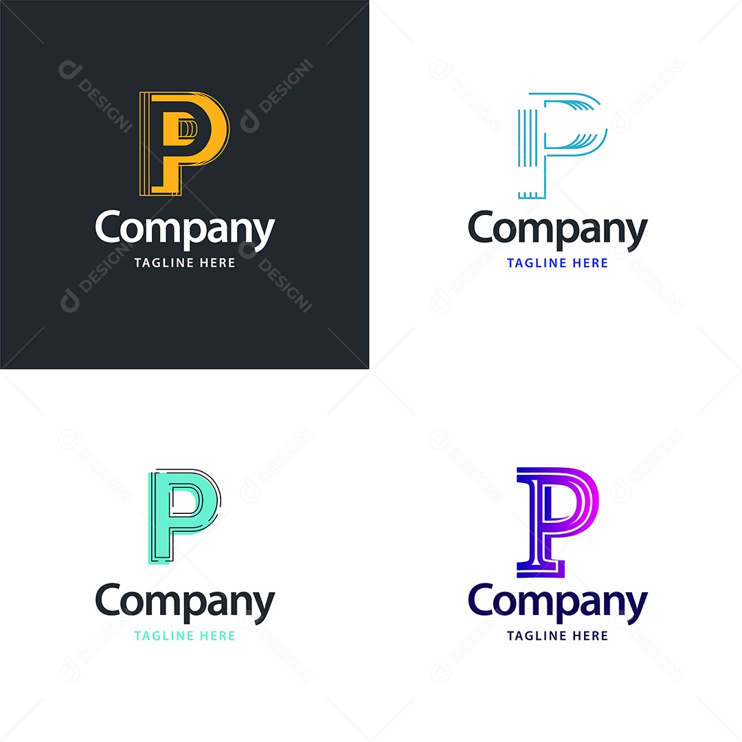 Pacote de Logotipo Letra P Ilustração Vetor EPS