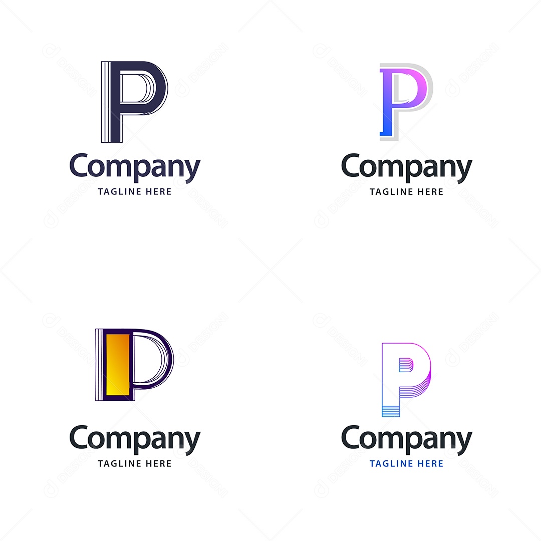 Pacote de Logotipo Letra P Ilustração Vetor EPS