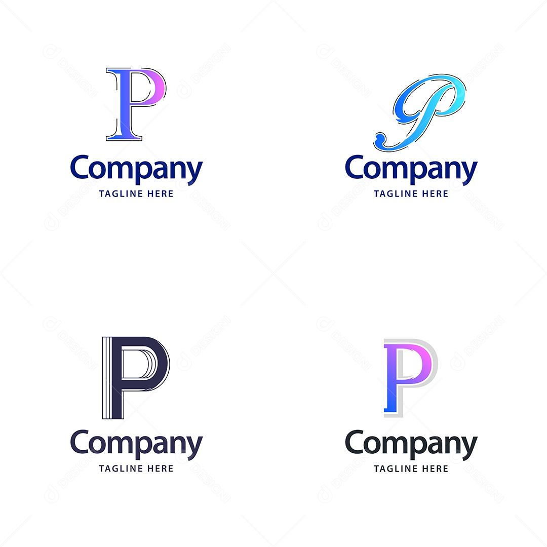 Pacote de Logotipo Letra P Ilustração Vetor EPS