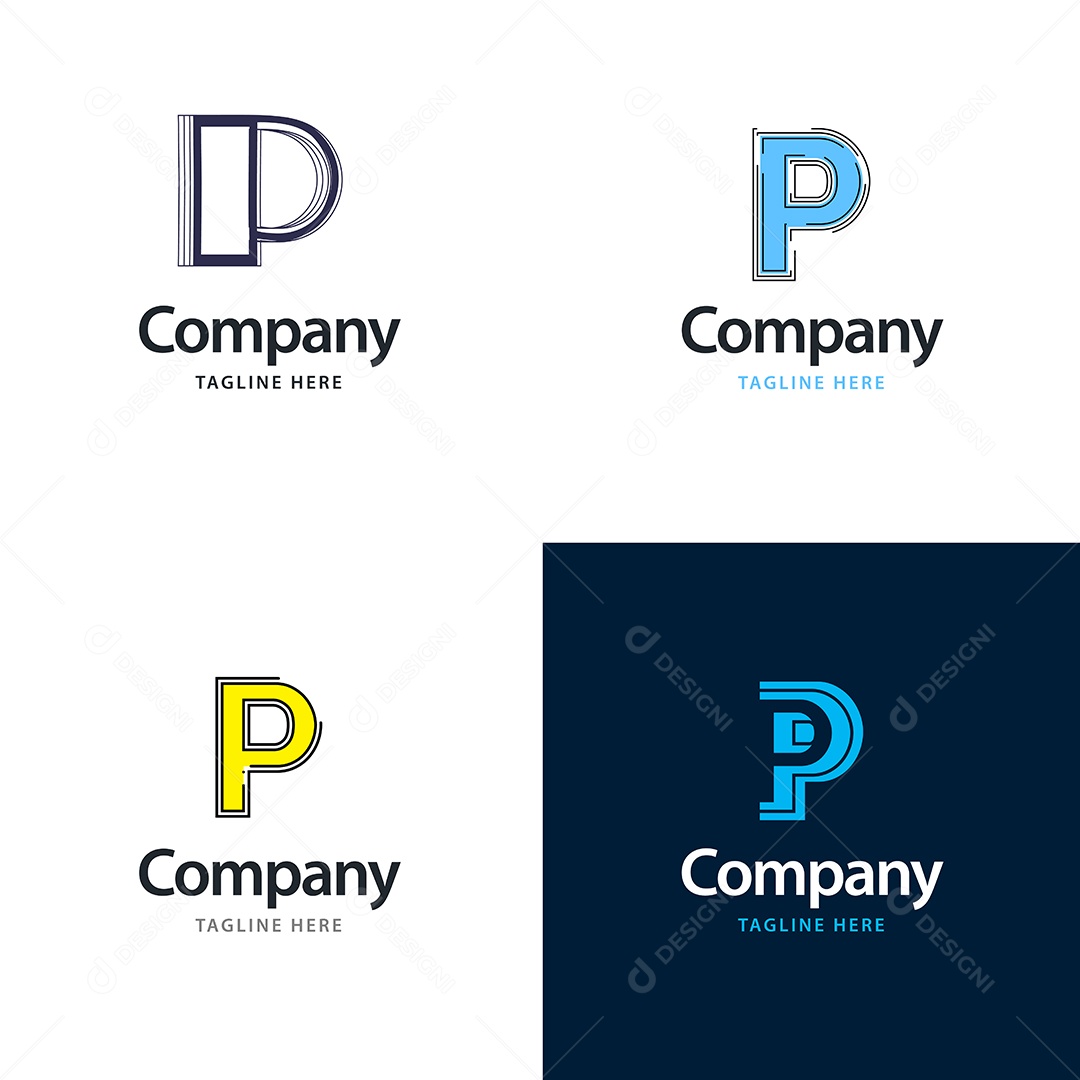 Pacote de Logotipo Letra P Ilustração Vetor EPS