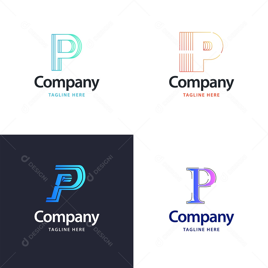 Pacote de Logotipo Letra P Ilustração Vetor EPS