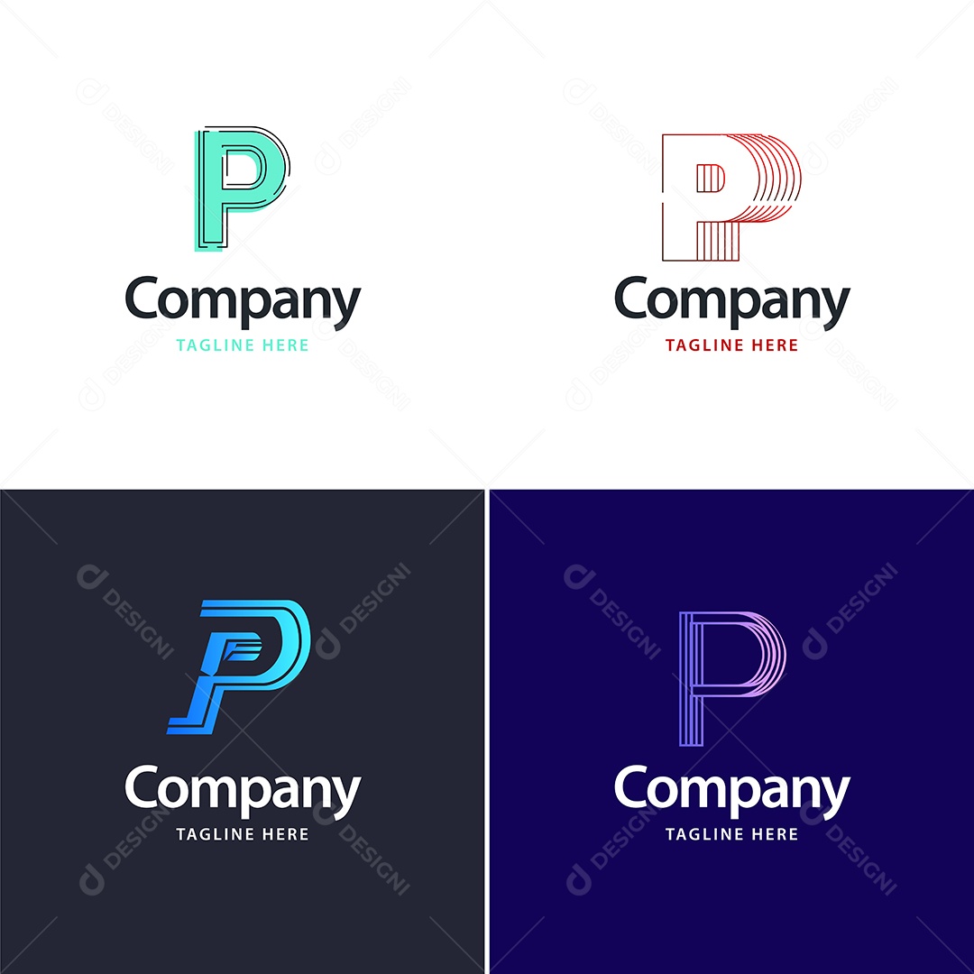 Pacote de Logotipo Letra P Ilustração Vetor EPS