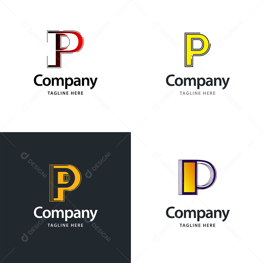 Pacote de Logotipo Letra P Ilustração Vetor EPS