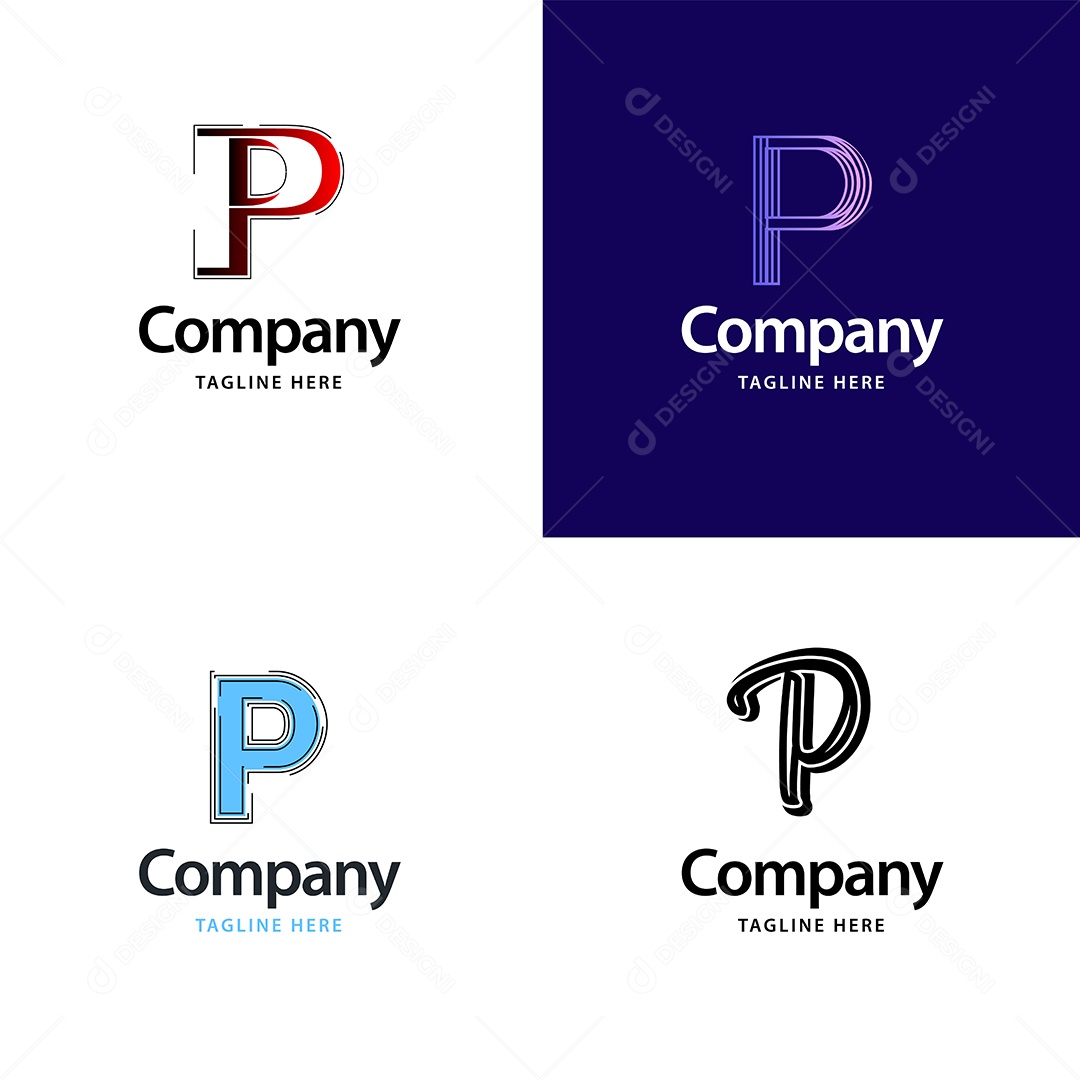 Pacote de Logotipo Letra P Ilustração Vetor EPS