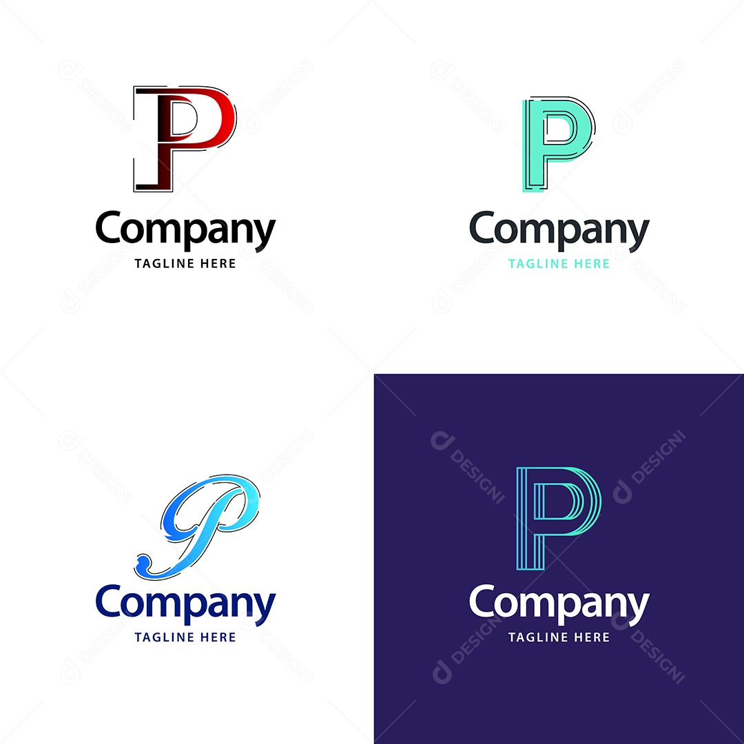 Pacote de Logotipo Letra P Ilustração Vetor EPS
