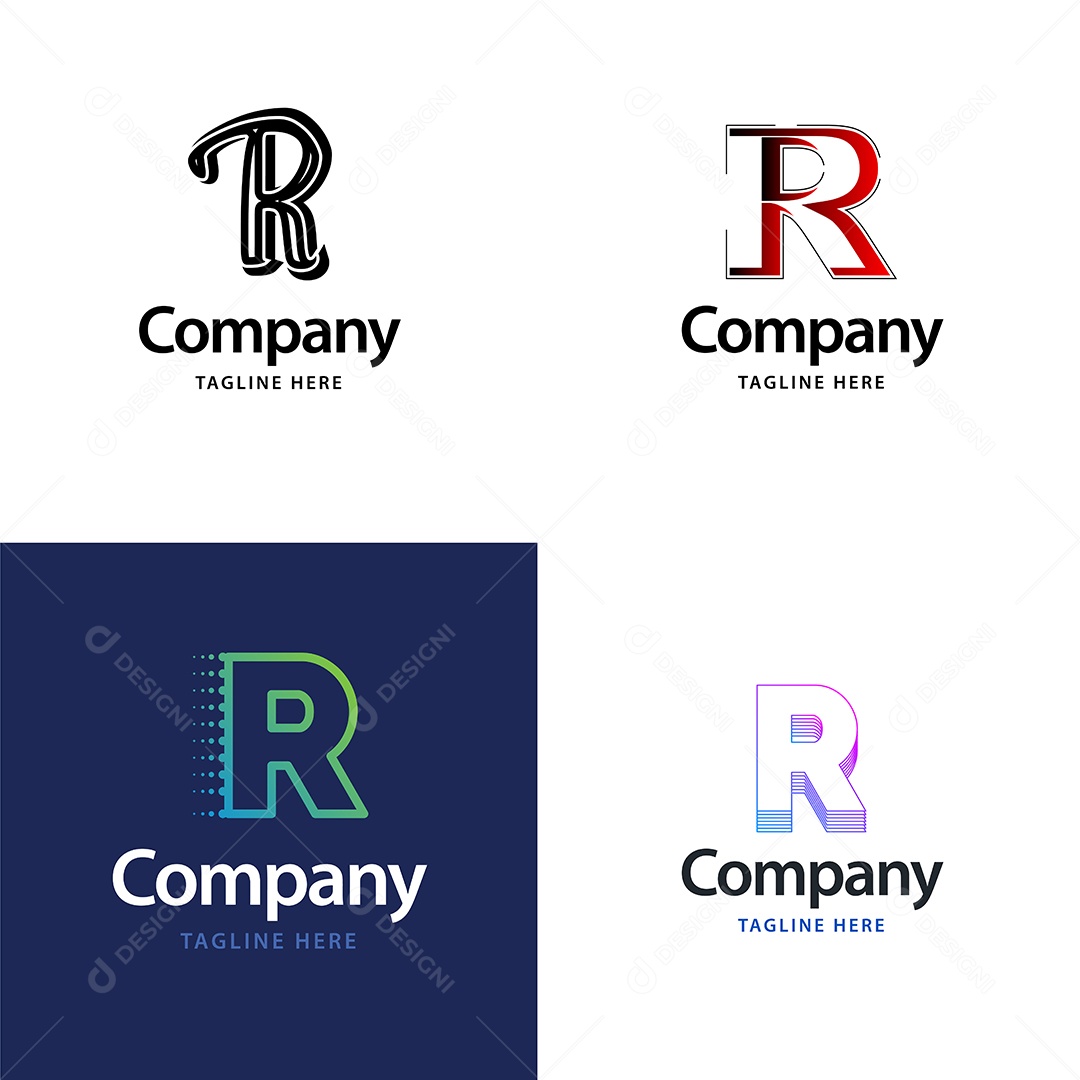 Pacote de Logotipo Letra R Ilustração Vetor EPS