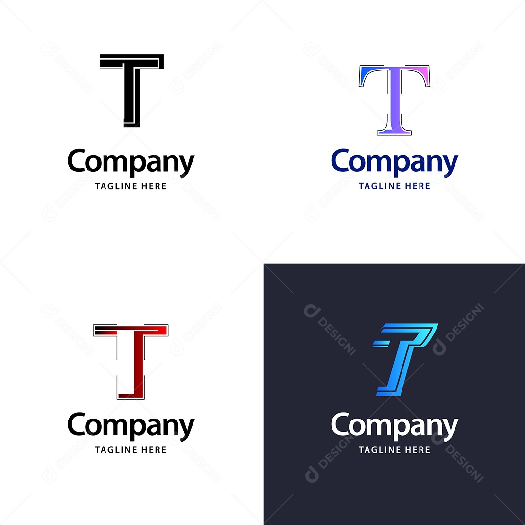 Pacote de Logotipo Letra T Ilustração Vetor EPS