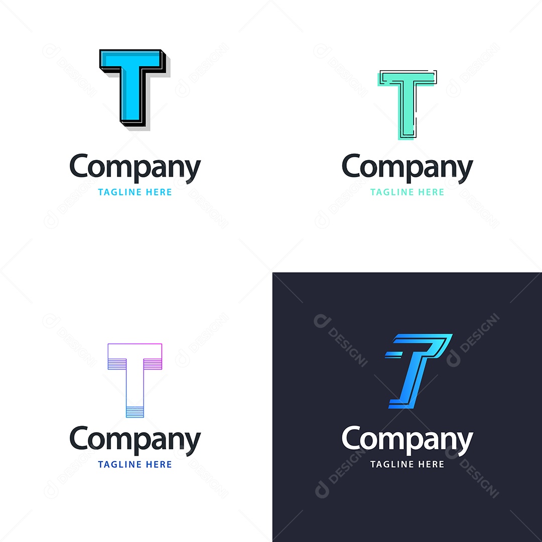Pacote de Logotipo Letra T Ilustração Vetor EPS