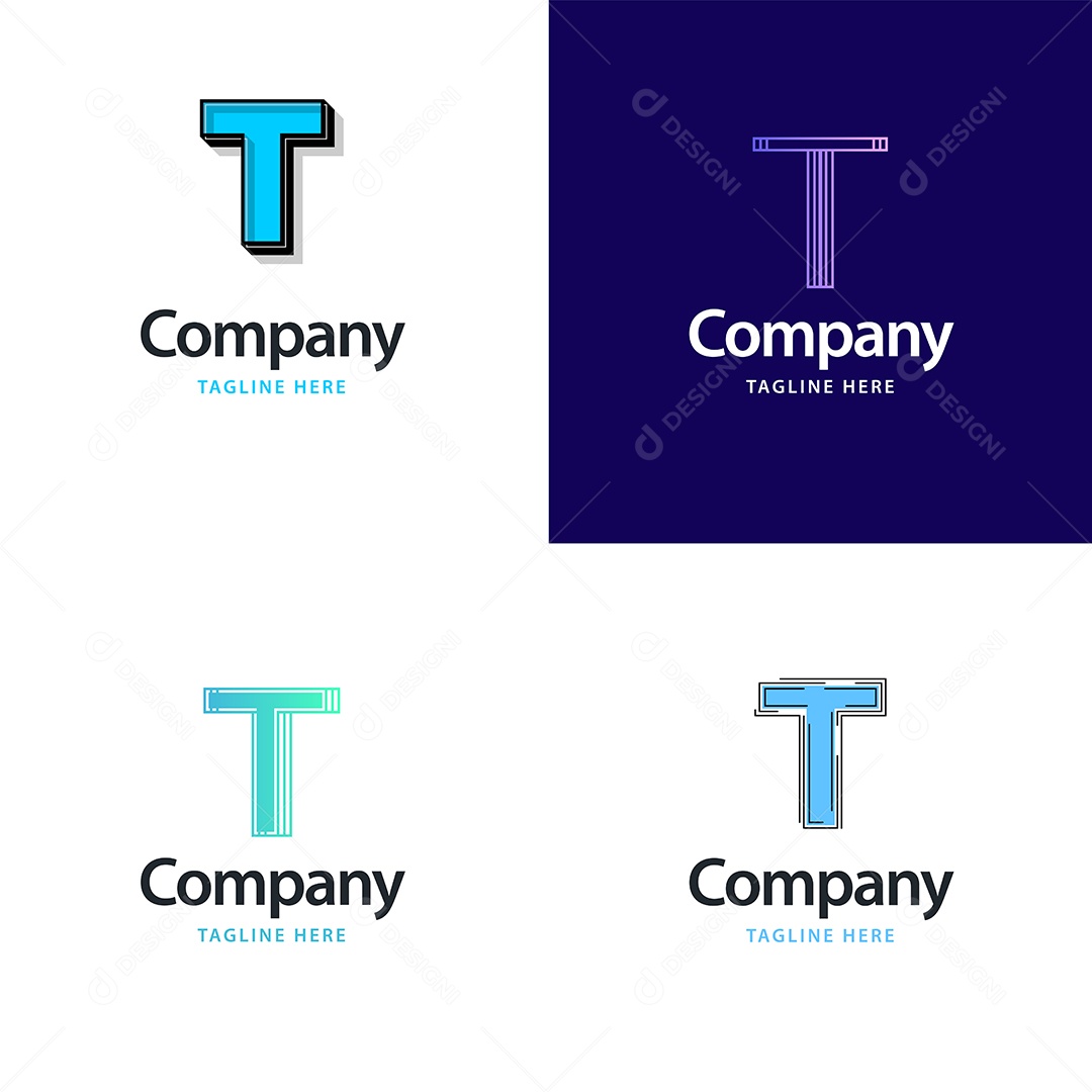 Pacote de Logotipo Letra T Ilustração Vetor EPS