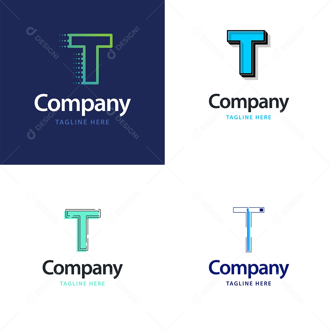 Pacote de Logotipo Letra T Ilustração Vetor EPS