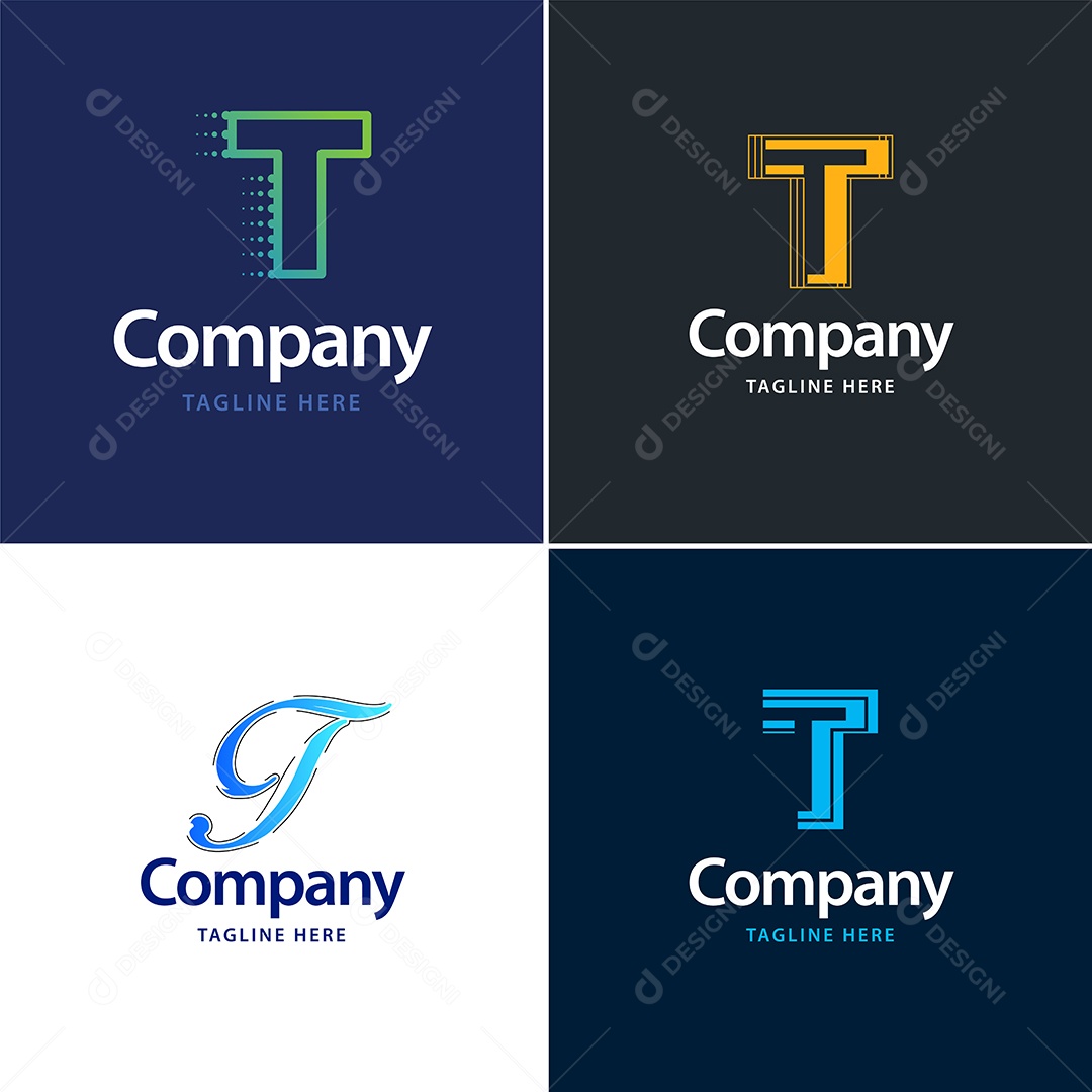 Pacote de Logotipo Letra T Ilustração Vetor EPS