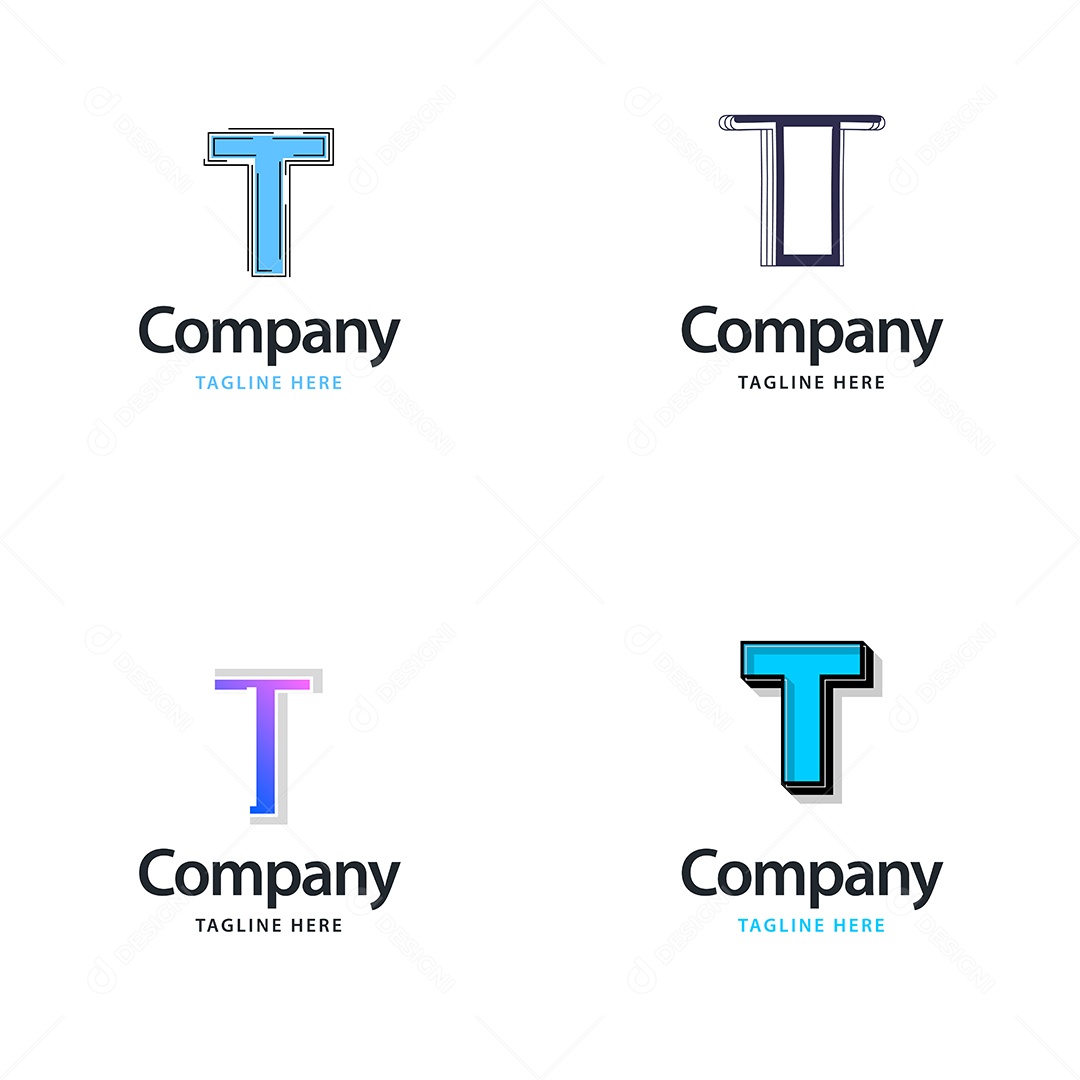 Pacote de Logotipo Letra T Ilustração Vetor EPS