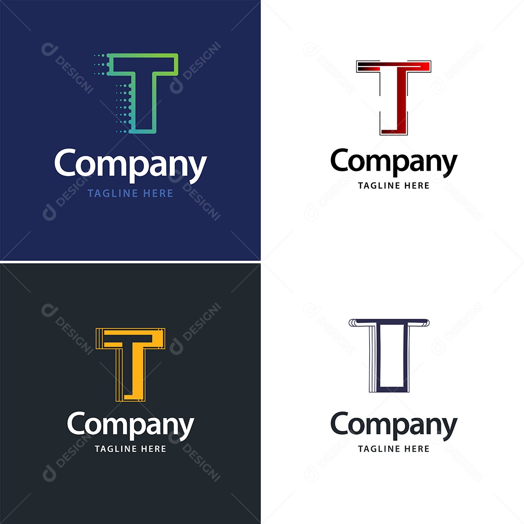 Pacote de Logotipo Letra T Ilustração Vetor EPS