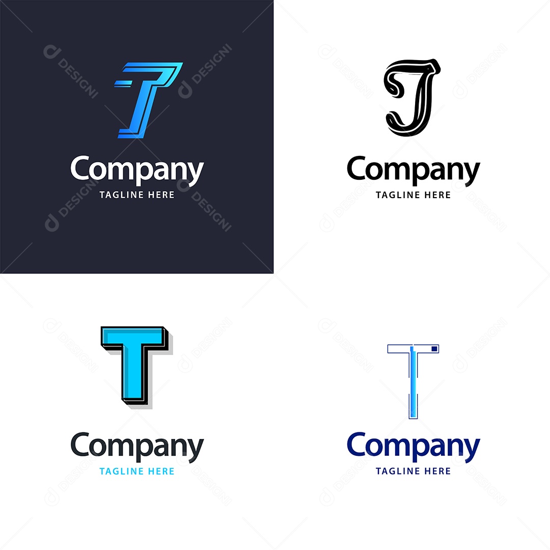 Pacote de Logotipo Letra T Ilustração Vetor EPS