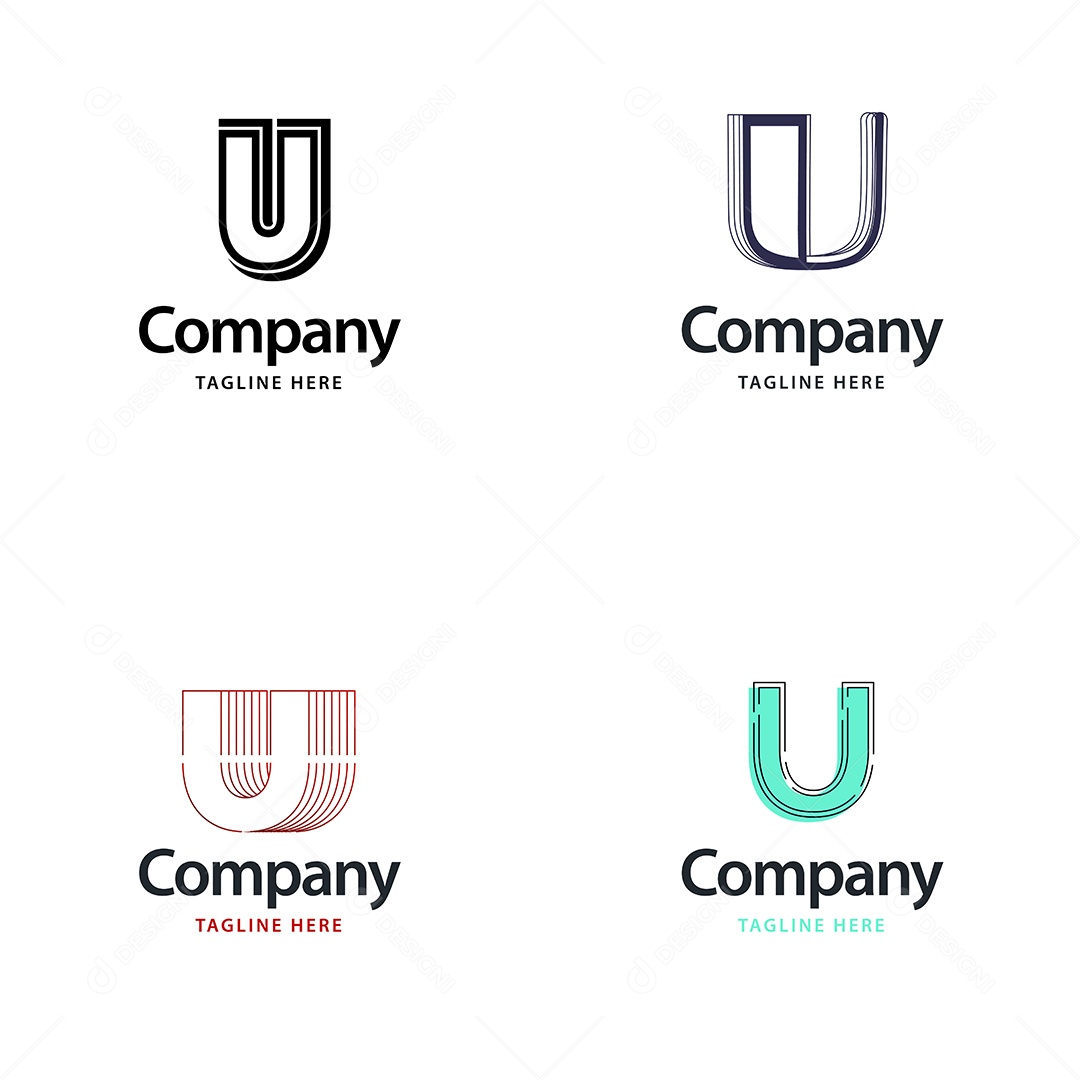 Pacote de Logotipo Letra U Ilustração Vetor EPS