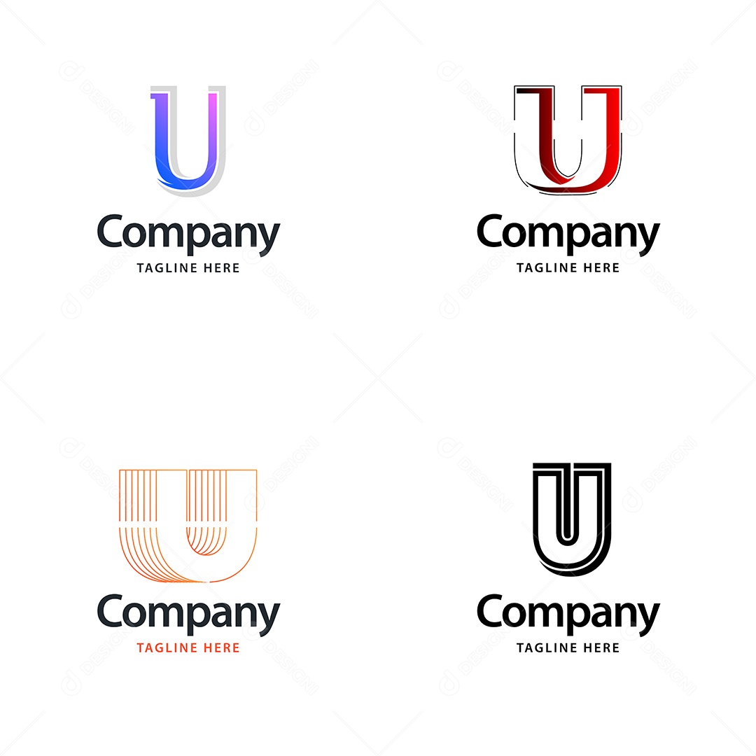 Pacote de Logotipo Letra U Ilustração Vetor EPS