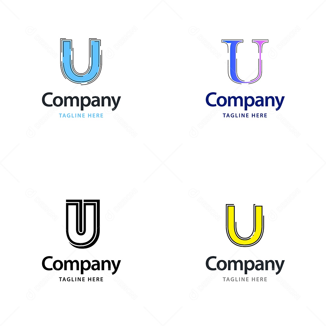 Pacote de Logotipo Letra U Ilustração Vetor EPS