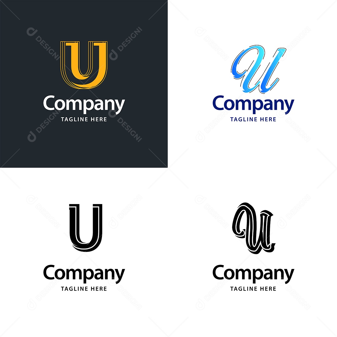 Pacote de Logotipo Letra U Ilustração Vetor EPS