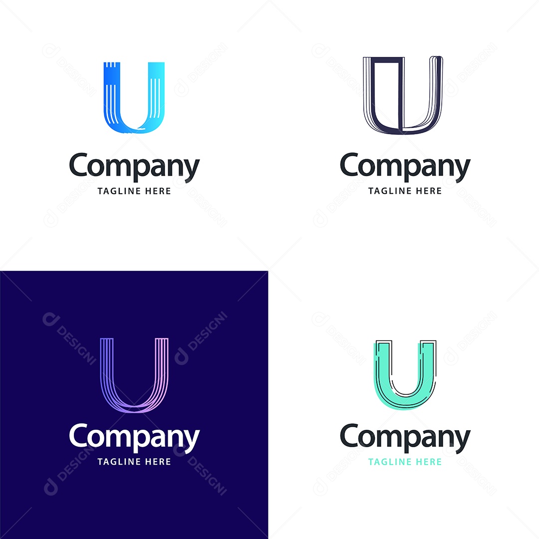 Pacote de Logotipo Letra U Ilustração Vetor EPS