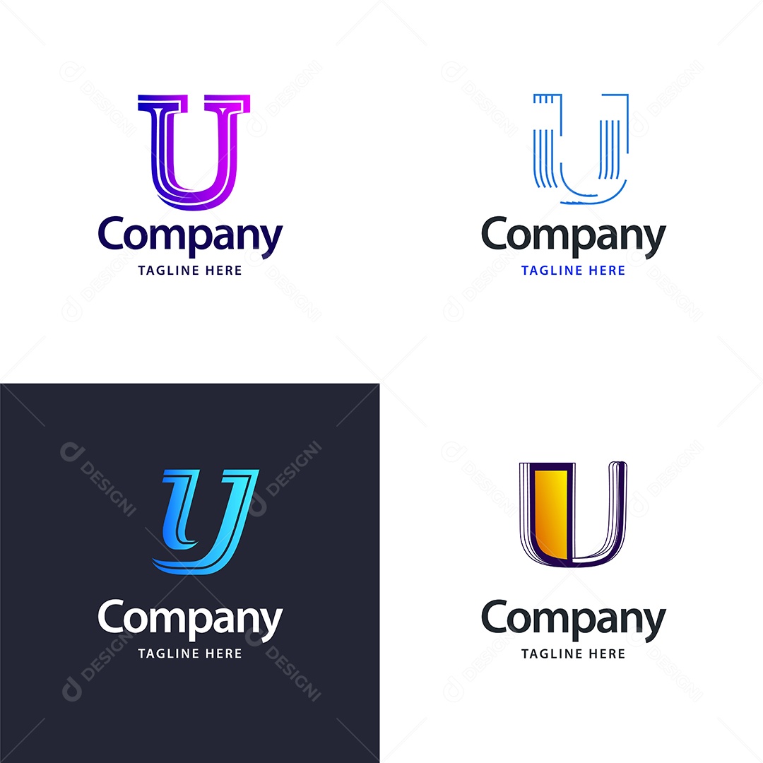 Pacote de Logotipo Letra U Ilustração Vetor EPS