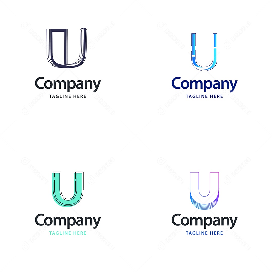 Pacote de Logotipo Letra U Ilustração Vetor EPS