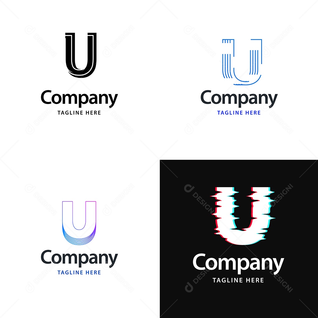 Pacote de Logotipo Letra U Ilustração Vetor EPS
