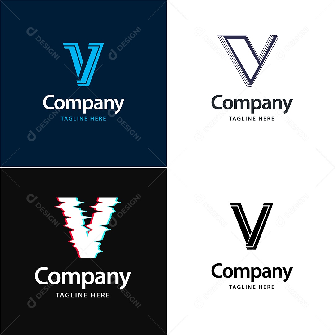 Pacote de Logotipo Letra V Ilustração Vetor EPS