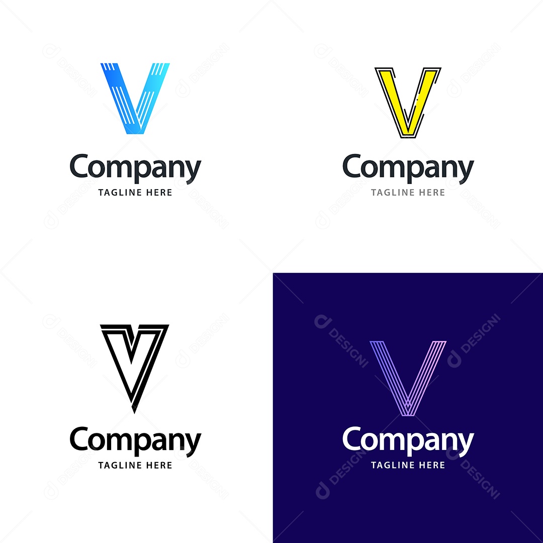 Pacote de Logotipo Letra V Ilustração Vetor EPS