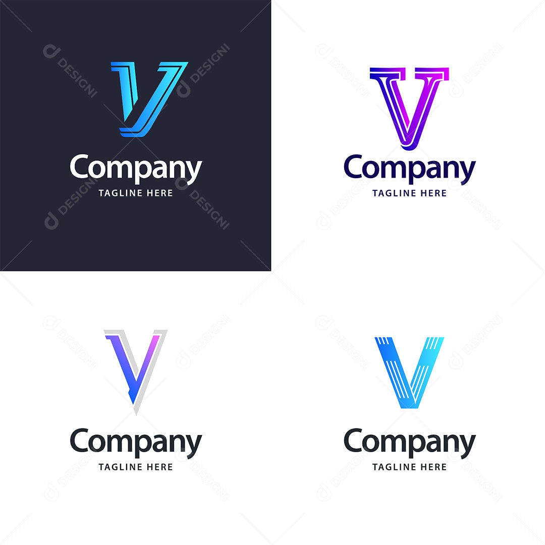 Pacote de Logotipo Letra V Ilustração Vetor EPS