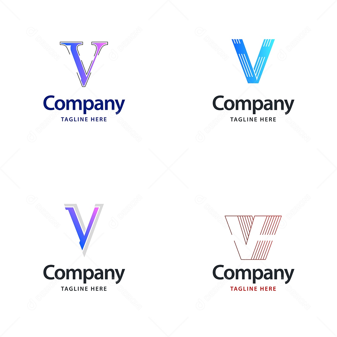Pacote de Logotipo Letra V Ilustração Vetor EPS
