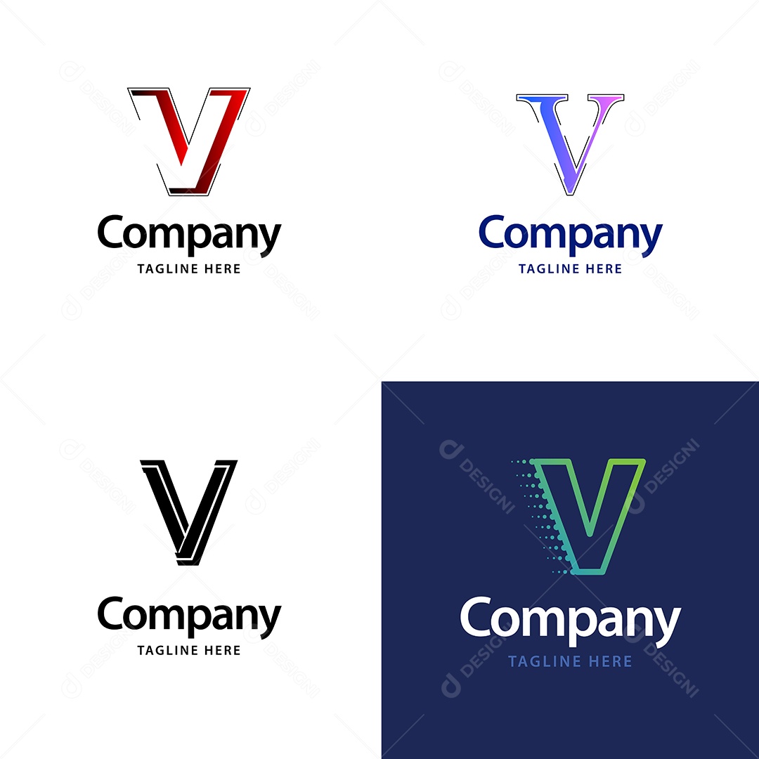 Pacote de Logotipo Letra V Ilustração Vetor EPS