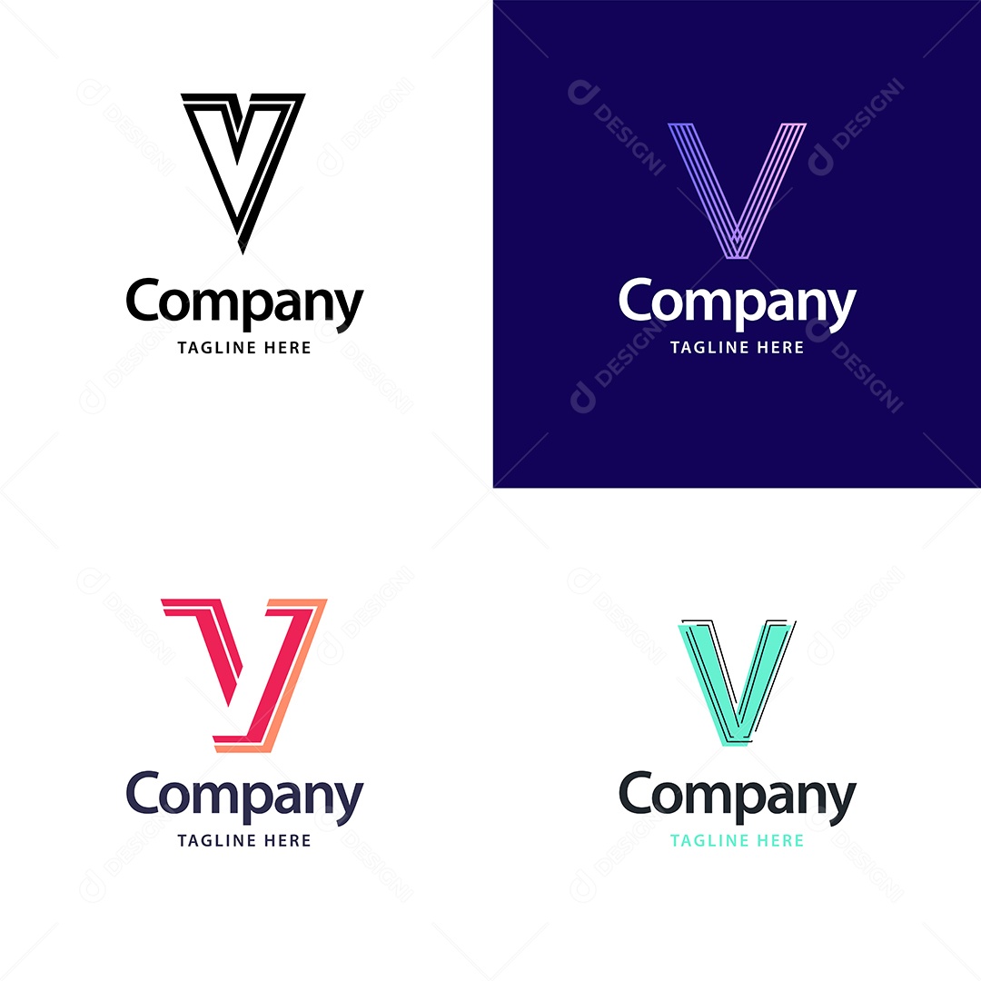 Pacote de Logotipo Letra V Ilustração Vetor EPS