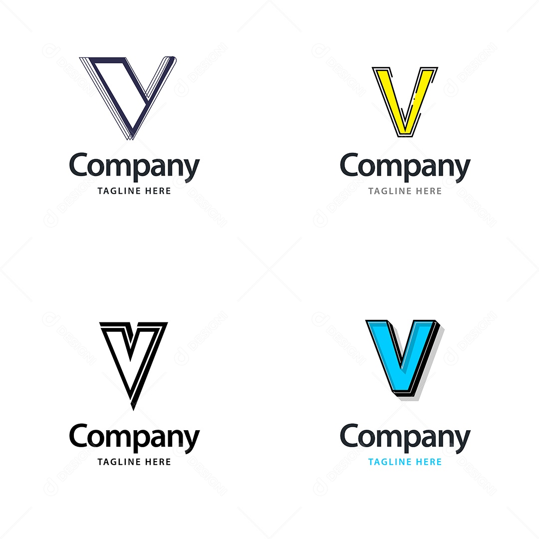 Pacote de Logotipo Letra V Ilustração Vetor EPS