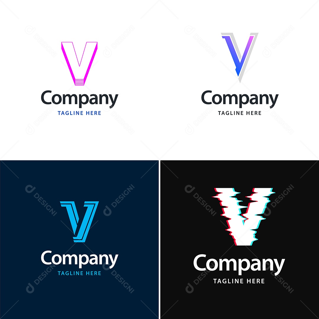 Pacote de Logotipo Letra V Ilustração Vetor EPS