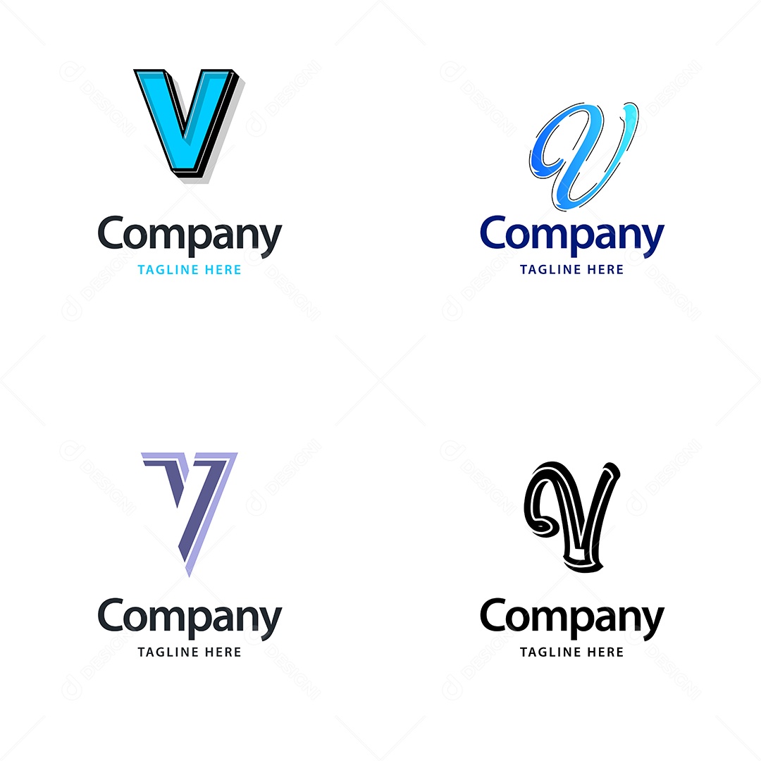 Pacote de Logotipo Letra V Ilustração Vetor EPS