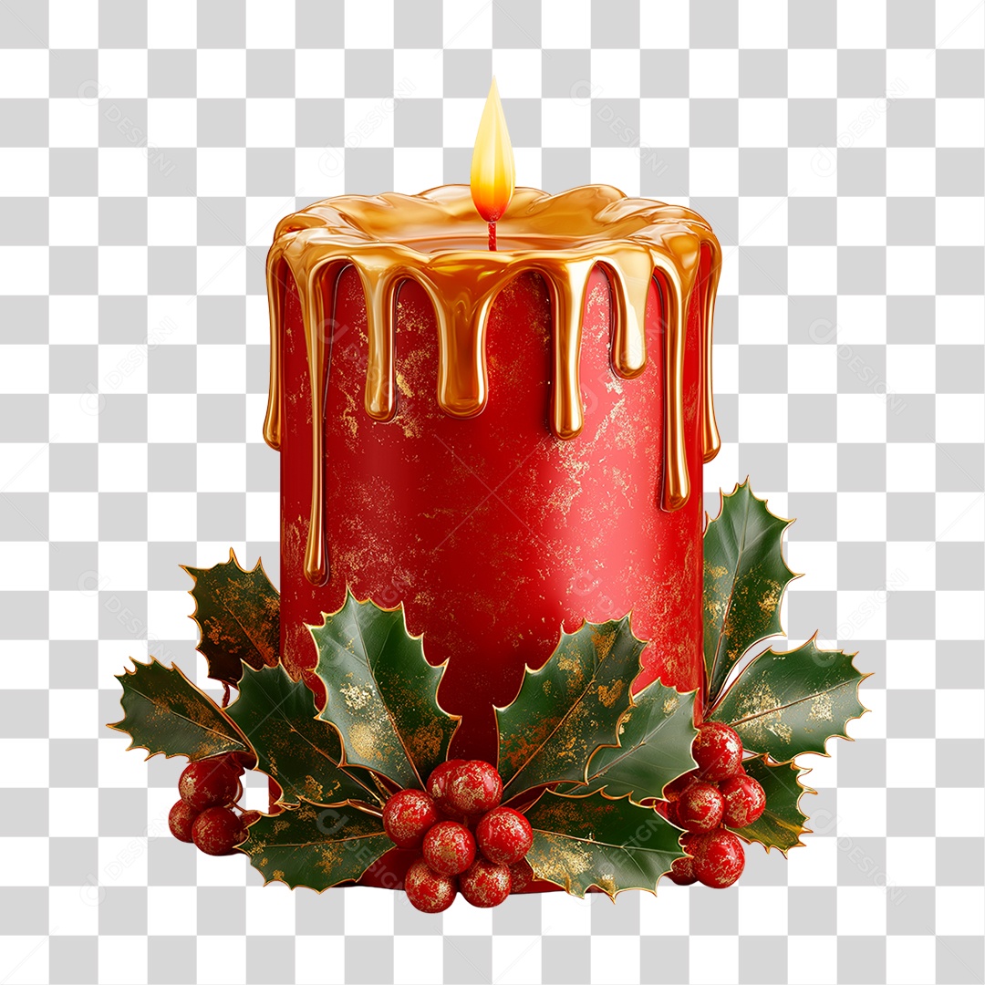 Vela Vermelha de Natal PNG Transparente