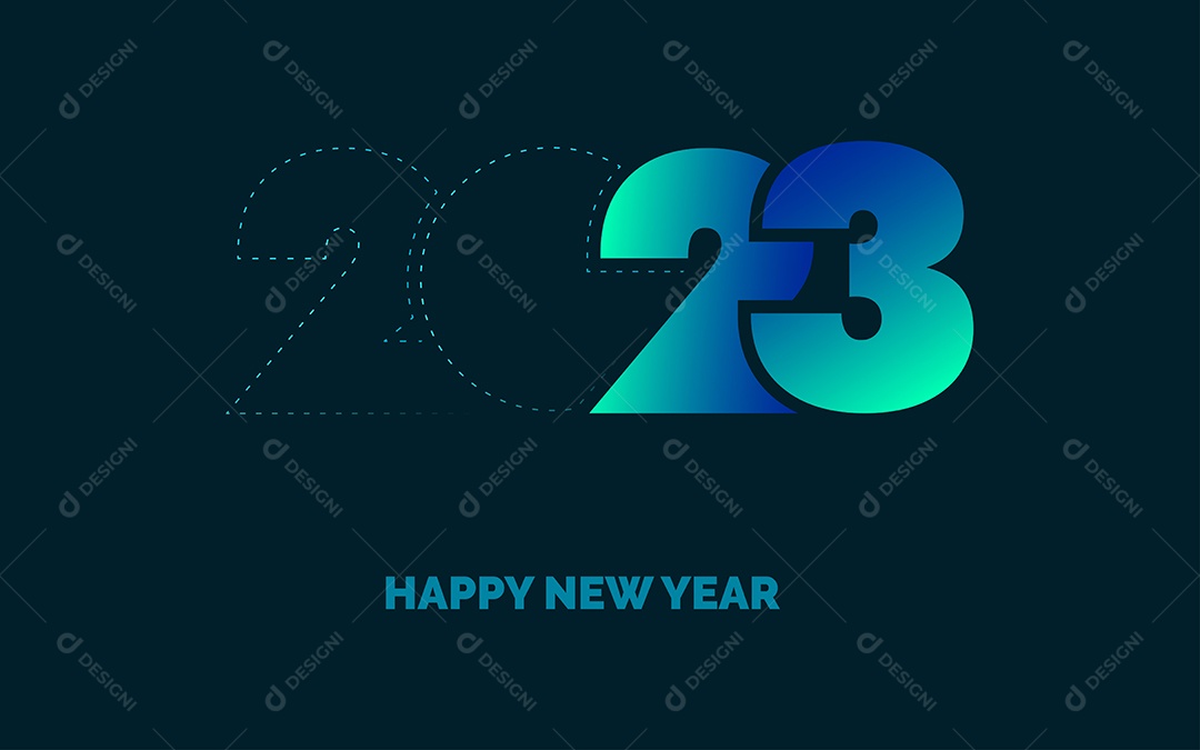 Logotipo 2023 Feliz Ano Novo Ilustração Vetor EPS