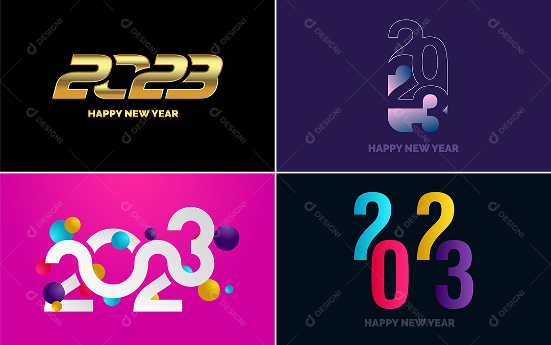Logotipos 2023 Feliz Ano Novo Ilustração Vetor EPS