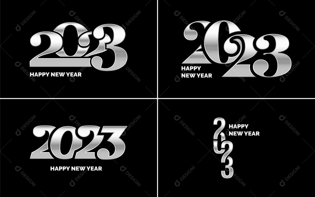 Logotipos 2023 Feliz Ano Novo Ilustração Vetor EPS