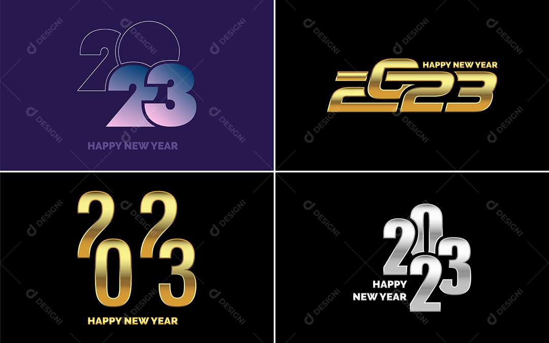 Logotipos 2023 Feliz Ano Novo Ilustração Vetor EPS