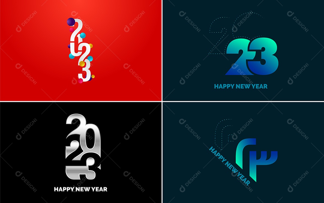 Logotipos 2023 Feliz Ano Novo Ilustração Vetor EPS