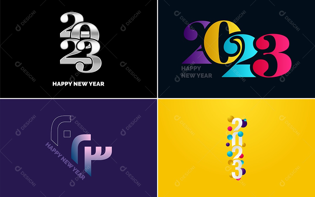Logotipos 2023 Feliz Ano Novo Ilustração Vetor EPS