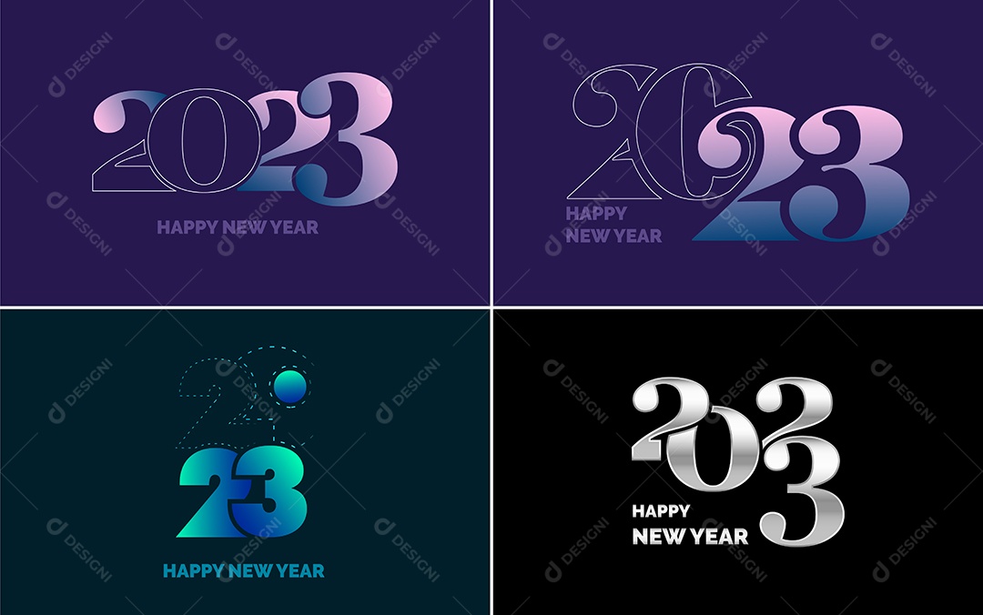 Logotipos 2023 Feliz Ano Novo Ilustração Vetor EPS