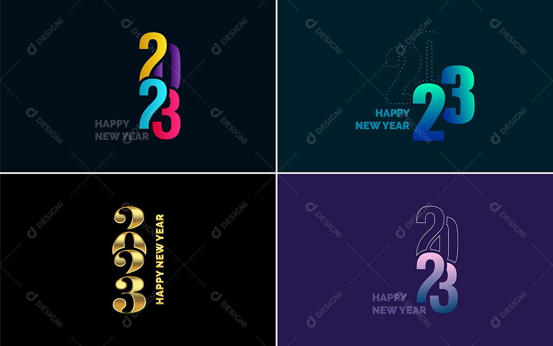 Logotipos 2023 Feliz Ano Novo Ilustração Vetor EPS