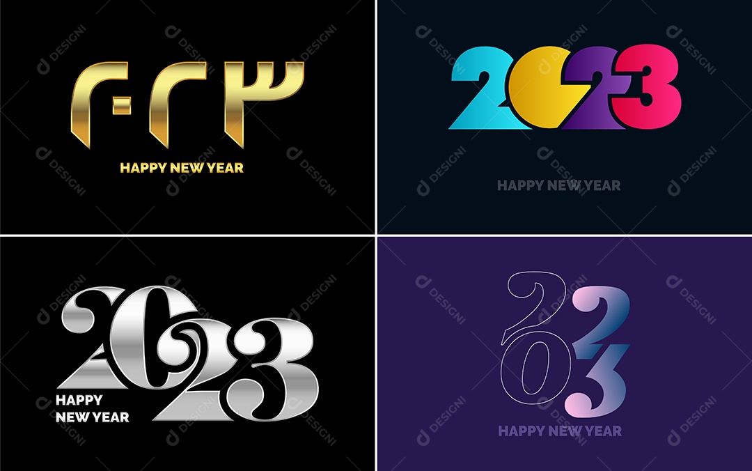 Logotipos 2023 Feliz Ano Novo Ilustração Vetor EPS