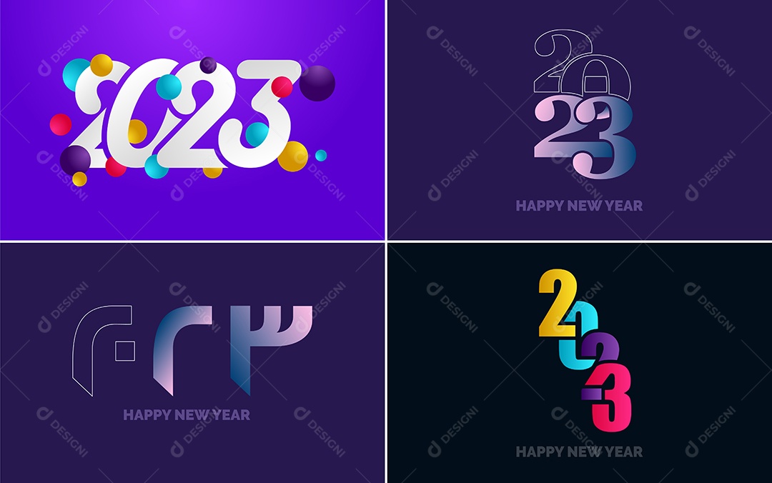 Logotipos 2023 Feliz Ano Novo Ilustração Vetor EPS