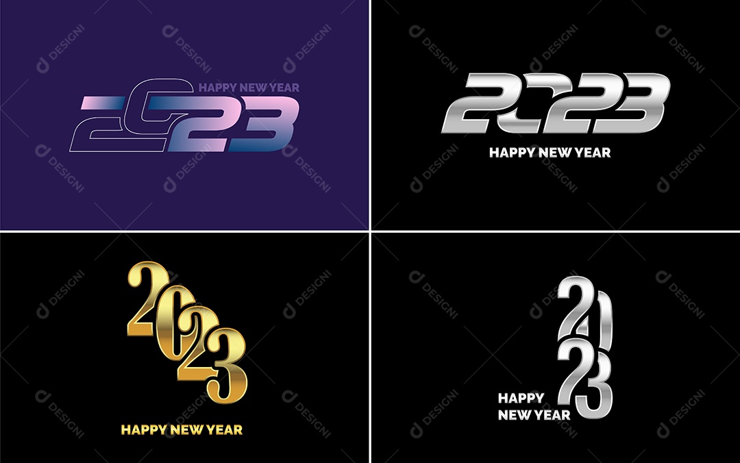 Logotipos 2023 Feliz Ano Novo Ilustração Vetor EPS